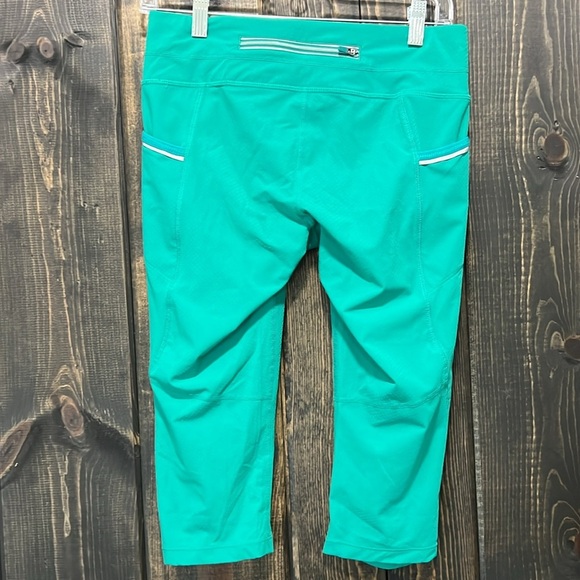 Athleta Dobby Be Free Knicker Leggings S‎ Green Cropped Stretch Activewear - Picture 5 of 9